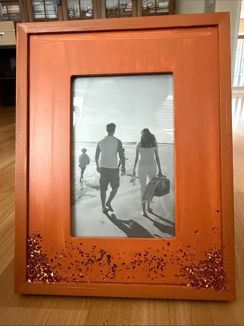 Orange Decorative Photo Frame with Sequin Accent